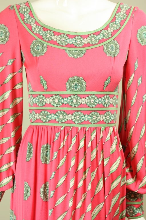 1970's Emilio Pucci Bubblegum Pink Maxi Dress 1