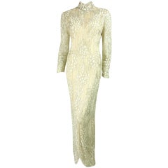 Bob Mackie Beaded and Sequined White Gown