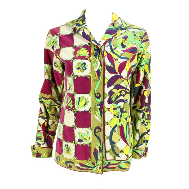 Emilio Pucci Printed Velveteen Blouse For Sale