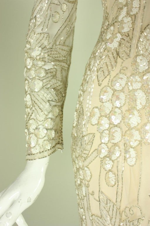 Bob Mackie Beaded and Sequined White Gown 3