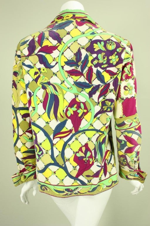 Emilio Pucci Printed Velveteen Blouse In Excellent Condition For Sale In Los Angeles, CA