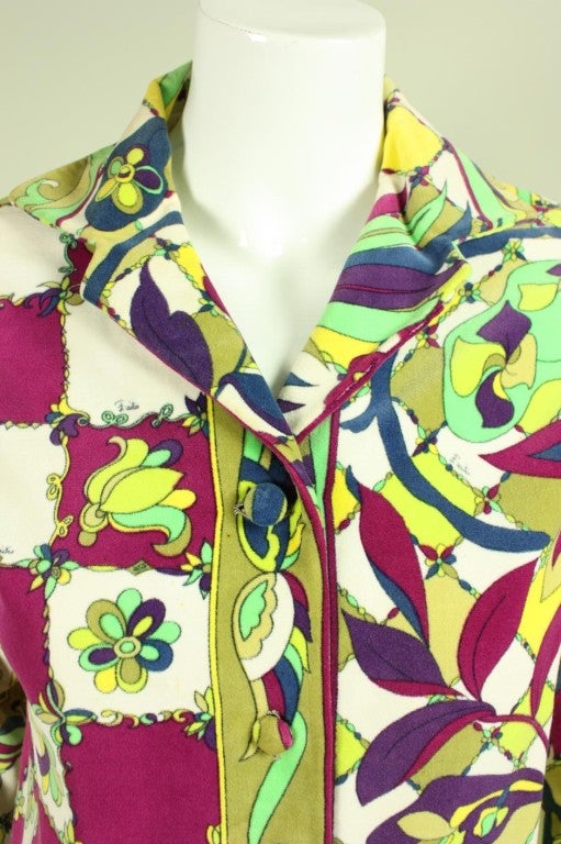 Women's Emilio Pucci Printed Velveteen Blouse For Sale