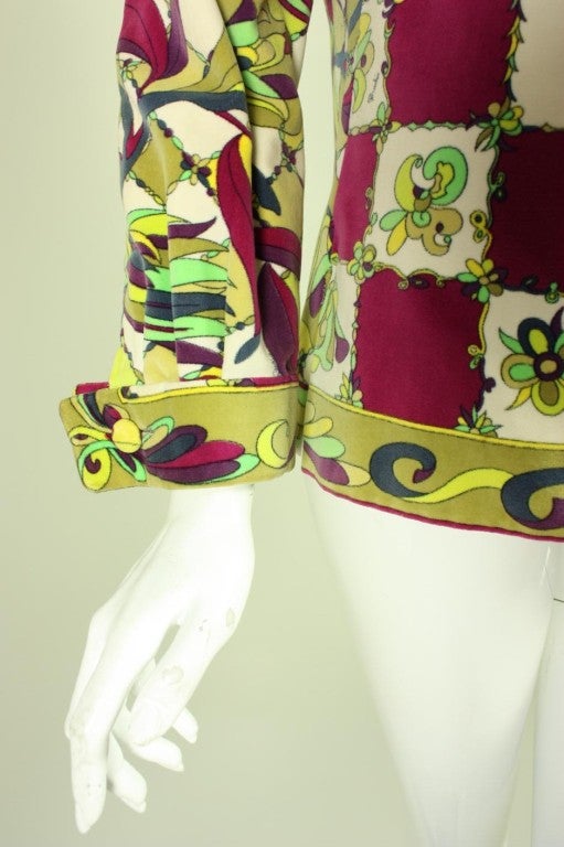 Emilio Pucci Printed Velveteen Blouse For Sale 1