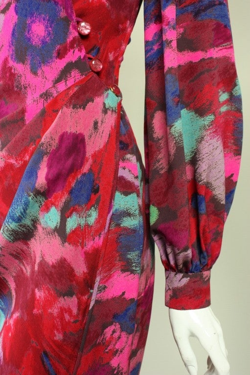 1980's Ungaro Printed Wrap Dress 4