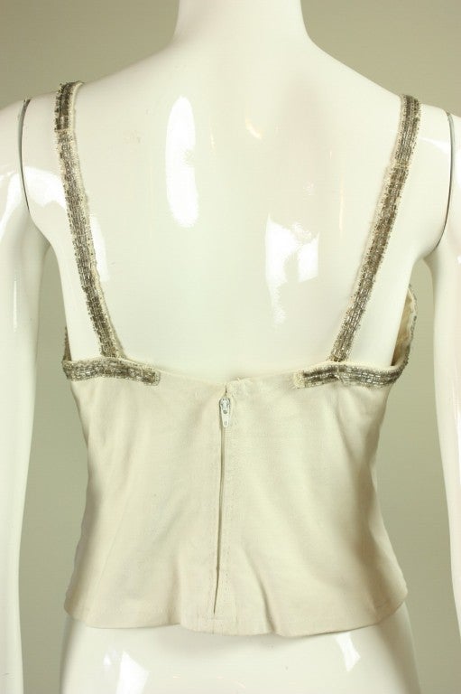 Women's Stavropoulos White Suede Beaded Camisole