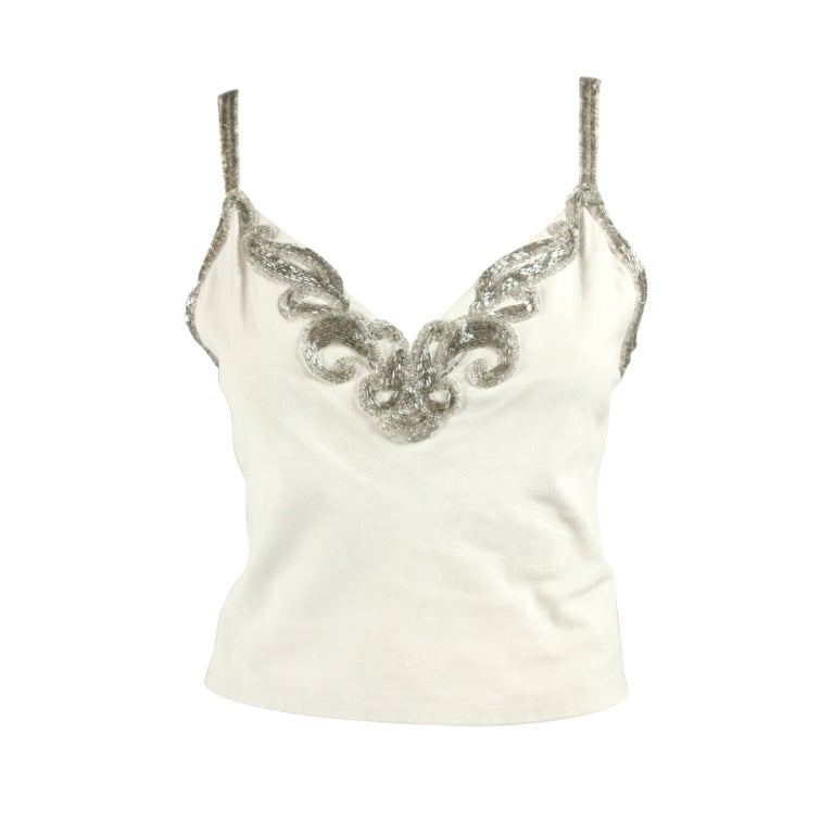 Stavropoulos White Suede Beaded Camisole