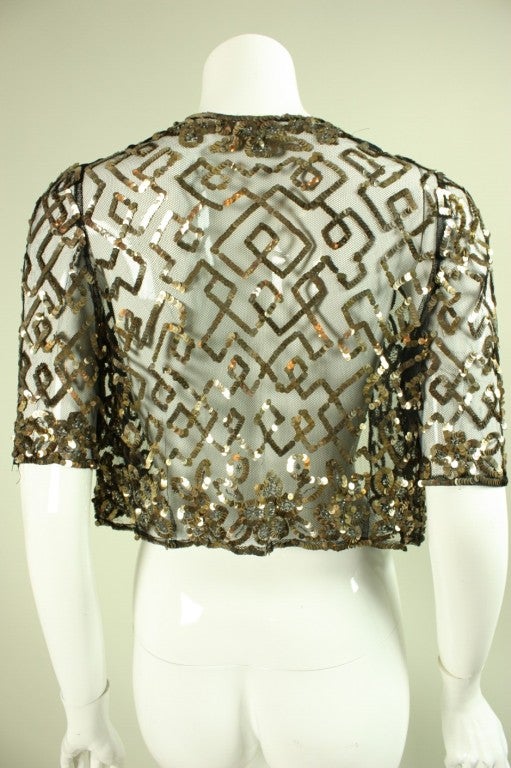 1930's Sequined & Beaded Bolero Made in France 1