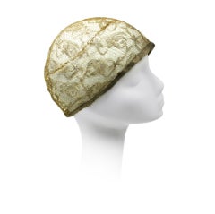 Antique 1920's Metallic Lace Skull Cap