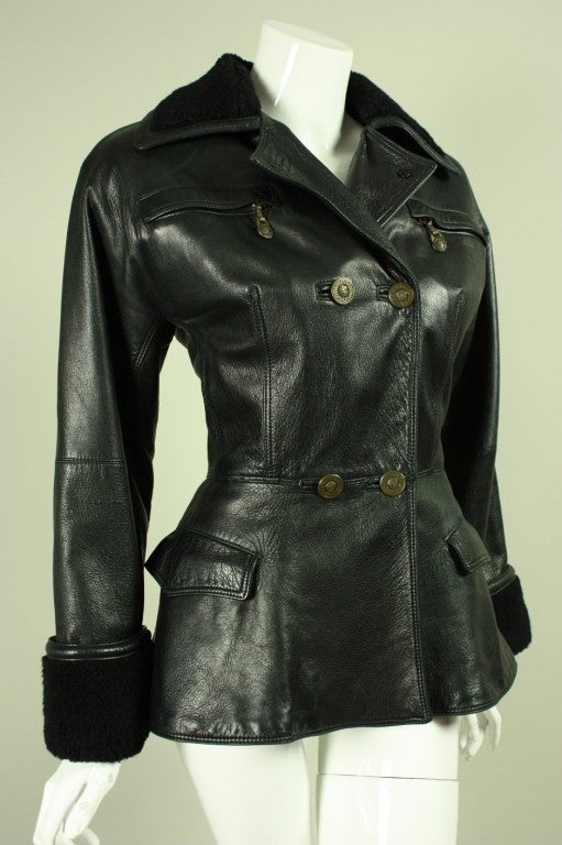 Women's 1990's Versace Double-Breasted Leather Jacket