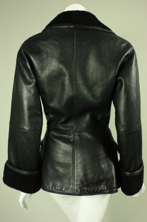 1990's Versace Double-Breasted Leather Jacket 2