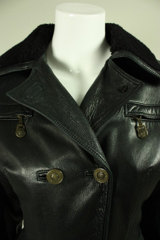1990's Versace Double-Breasted Leather Jacket 3