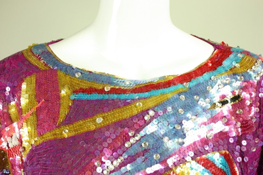 1980's Neil Bieff Sequined Blouse For Sale 1