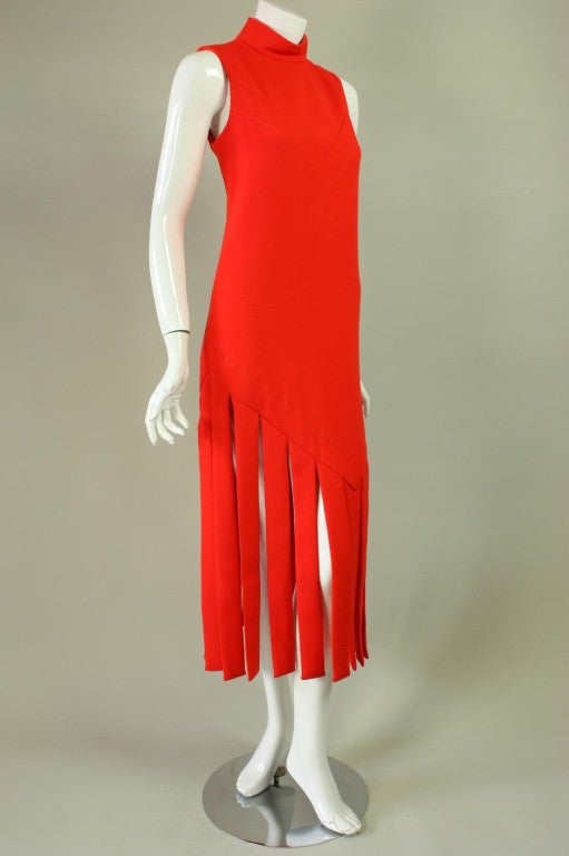 Pierre Cardin Orange Crepe Dress with Car Wash Hem at 1stDibs