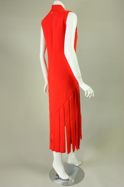 Pierre Cardin Orange Crepe Dress with Car Wash Hem at 1stDibs