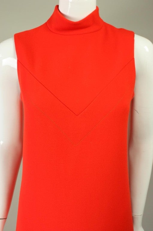 Pierre Cardin Orange Crepe Dress with Car Wash Hem at 1stDibs