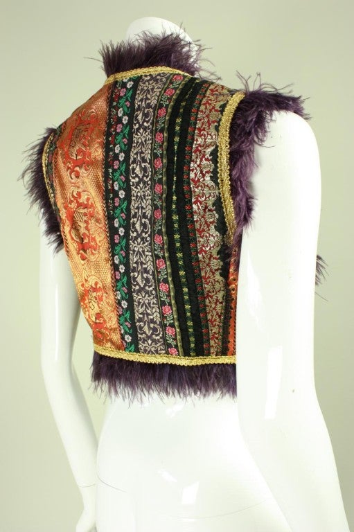 Dolce & Gabbana Patchwork Vest with Marabou Trim 1