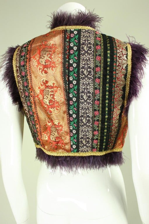 Dolce & Gabbana Patchwork Vest with Marabou Trim 2