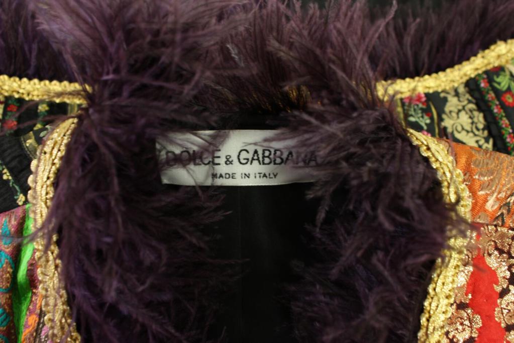 Dolce & Gabbana Patchwork Vest with Marabou Trim 5