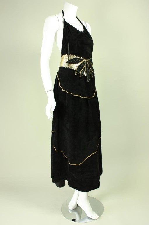 Black Mara Abboud Hand-Painted Suede Ensemble For Sale