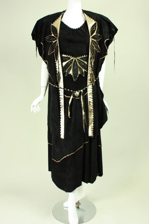 Women's Mara Abboud Hand-Painted Suede Ensemble For Sale