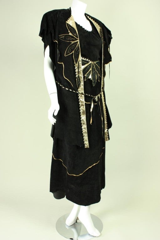 Mara Abboud Hand-Painted Suede Ensemble For Sale 1