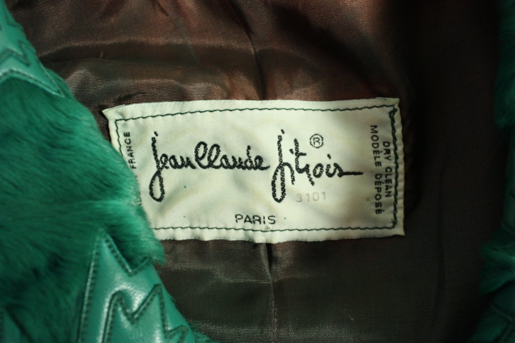Jean Claude Jitrois Green Leather Suit with Broadtail Collar For Sale 4