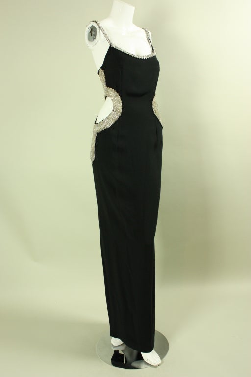 1990's Todd Oldham Gown with Rhinestone Encased Cut-Outs at 1stdibs