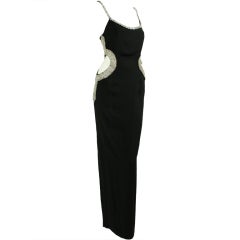 1990's Todd Oldham Gown with Rhinestone Encased Cut-Outs