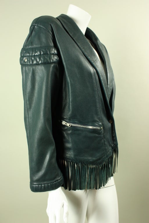 Black Claude Montana Fringed Leather Jacket