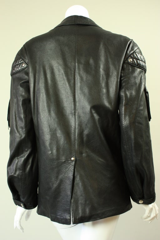 Claude Montana Black Leather Jacket For Sale 1
