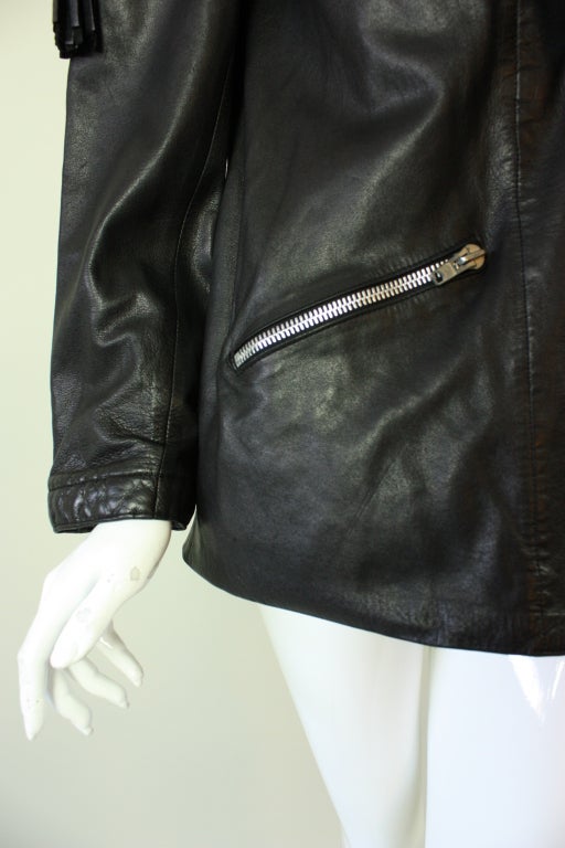 Claude Montana Black Leather Jacket For Sale 3