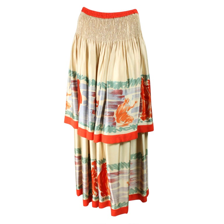 Chloe Tiered Skirt with Figural Print