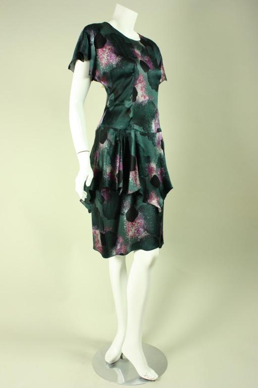 Black Holly's Harp Printed Silk Cocktail Dress For Sale