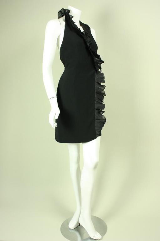 Black 1990's Moschino Couture Ruffled Wrap Dress