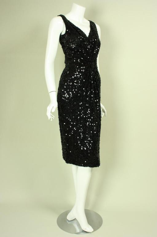 1950's Ceil Chapman Sequined Cocktail Dress In Excellent Condition In Los Angeles, CA