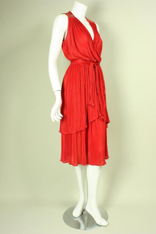 Women's 1970's Radley Red Pleated Dress