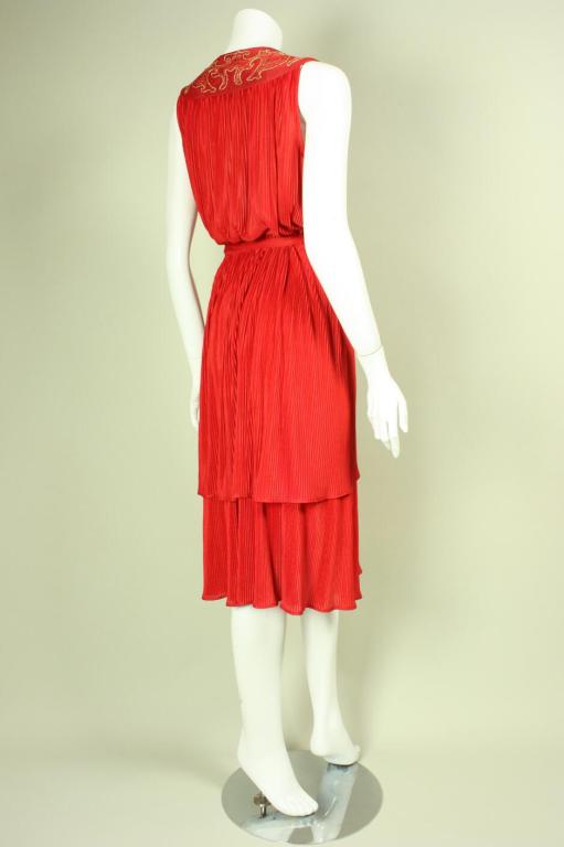 1970's Radley Red Pleated Dress 1
