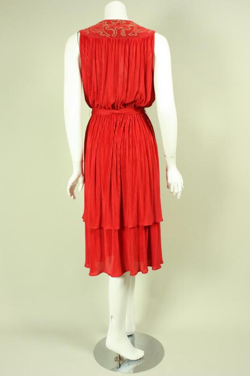 1970's Radley Red Pleated Dress 2
