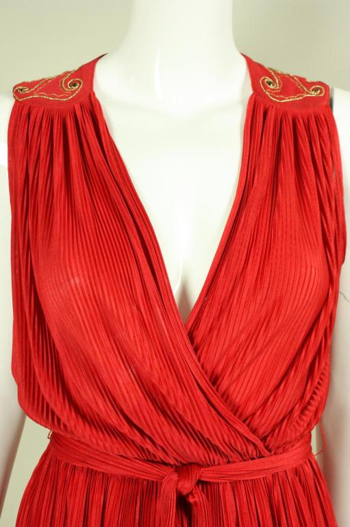 1970's Radley Red Pleated Dress 3