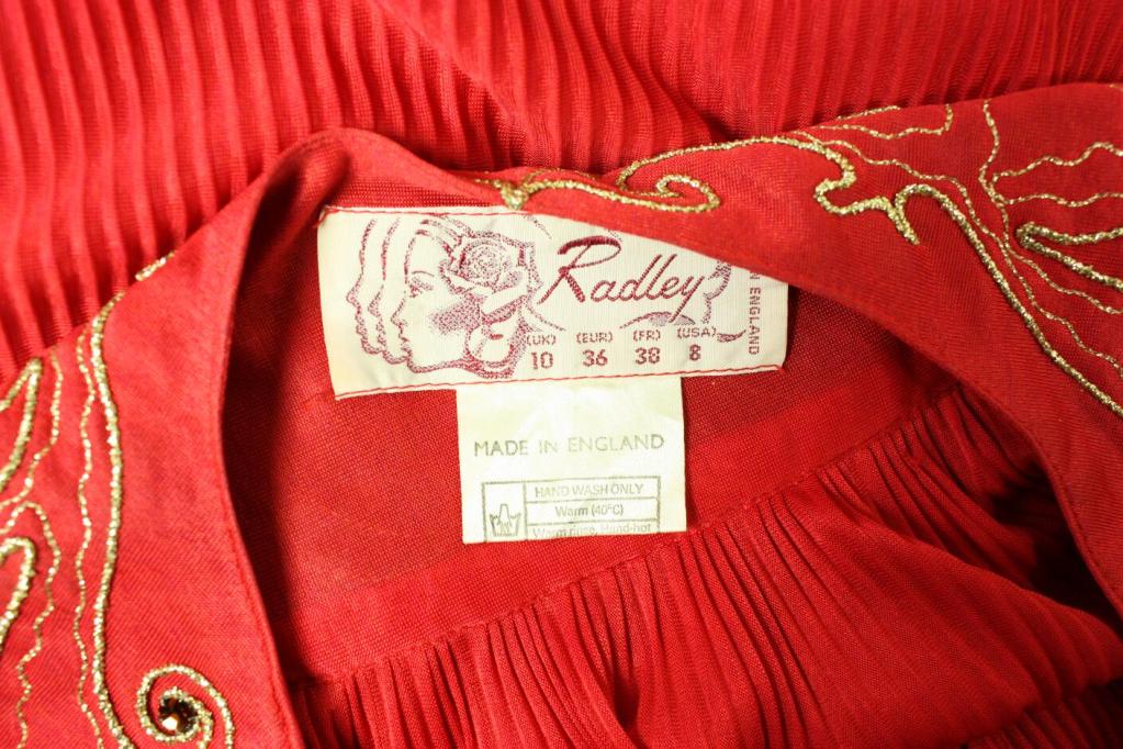 1970's Radley Red Pleated Dress 5