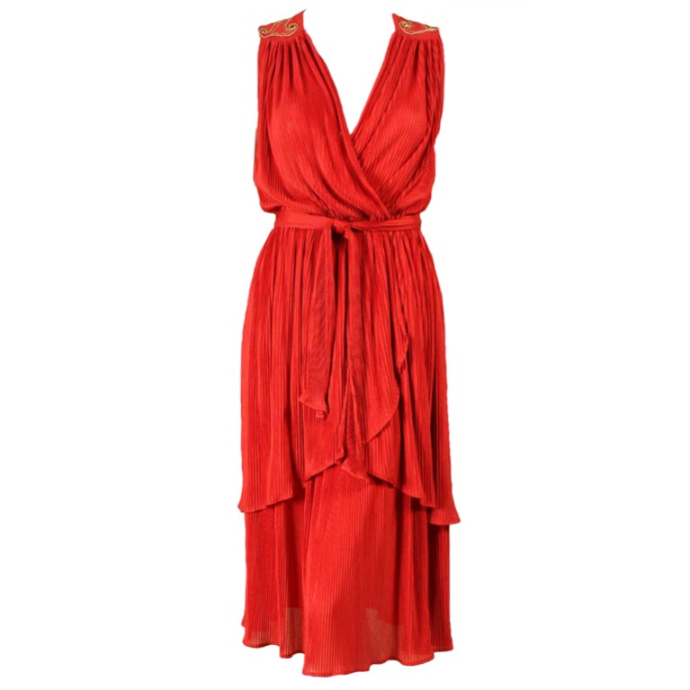 1970's Radley Red Pleated Dress