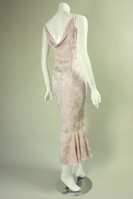 John Galliano Pink Silk Cocktail Dress with Cowl Neckline In Excellent Condition In Los Angeles, CA