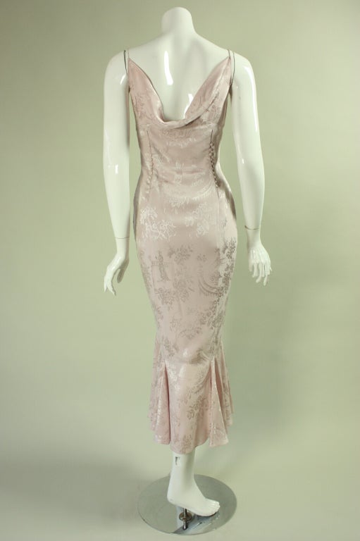 Women's John Galliano Pink Silk Cocktail Dress with Cowl Neckline