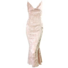 John Galliano Pink Silk Cocktail Dress with Cowl Neckline