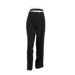 Vintage Gaultier Pinstriped Trousers with Cut-out Waist
