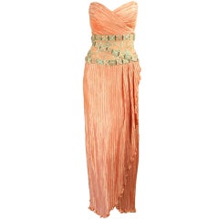 Vintage Mary McFadden Couture Strapless Gown