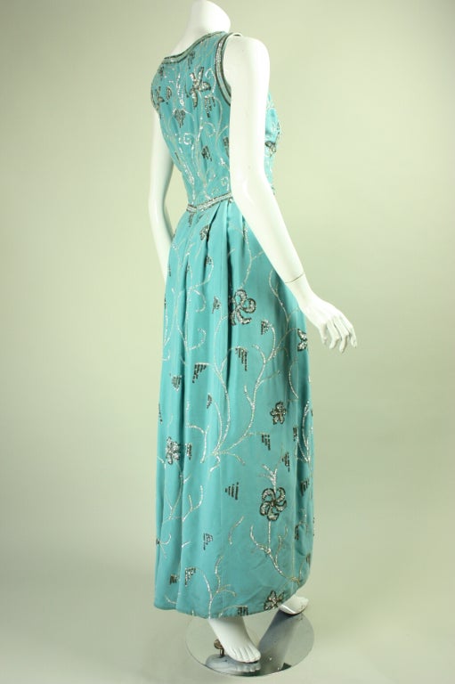 1960's Philip Hulitar Sequined Velvet Gown In Excellent Condition For Sale In Los Angeles, CA