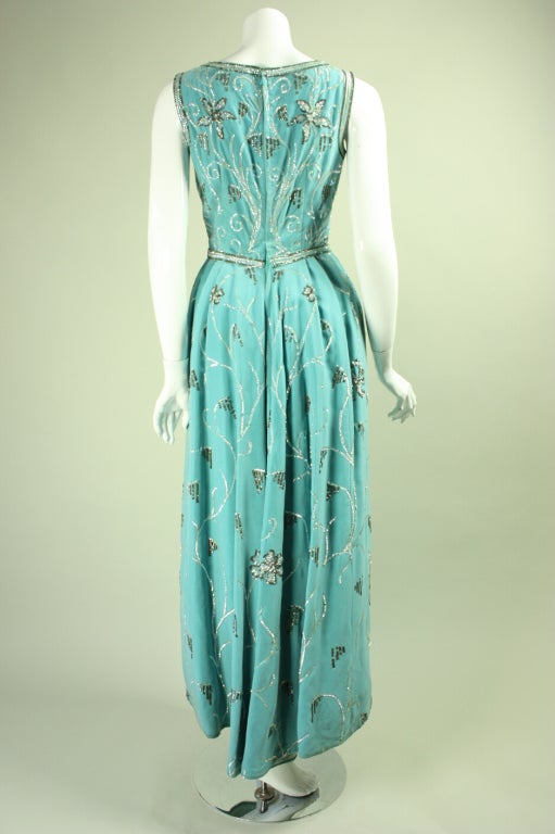 Women's 1960's Philip Hulitar Sequined Velvet Gown For Sale