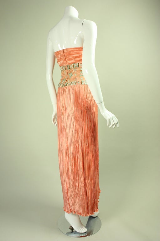 Mary McFadden Couture Strapless Gown In Excellent Condition For Sale In Los Angeles, CA
