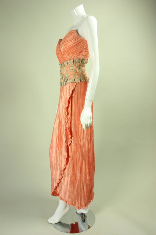 Mary McFadden Couture Strapless Gown For Sale 1